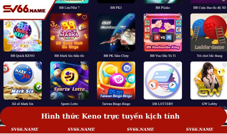 Lô Đề SV66 3 Hình thức Keno trực tuyến kịch tính