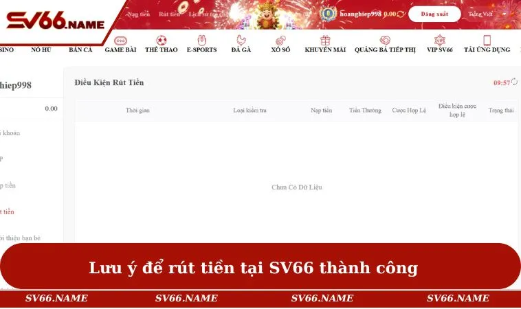 Rút tiền SV66 3 Lưu ý để rút tiền tại SV66 thành công