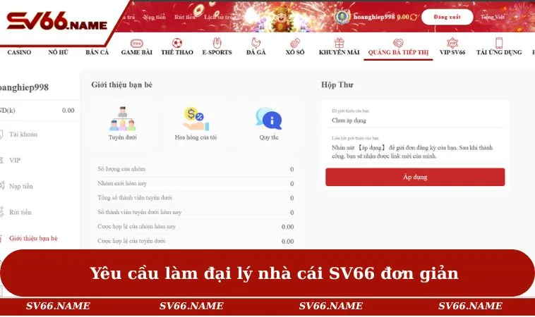 Đại lý SV66 1 Yêu cầu làm đại lý nhà cái SV66 đơn giản